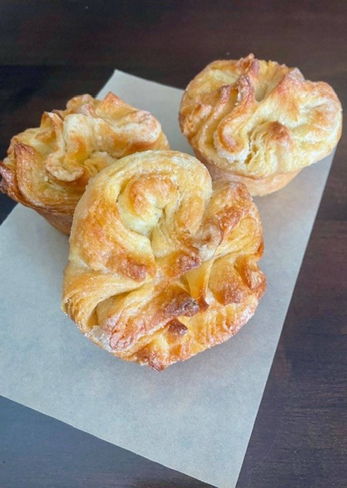 Kouign-Amann pastries with caramelized, flaky layers