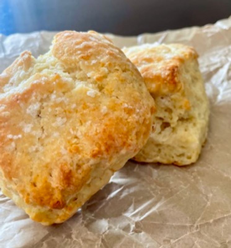 Flaky buttermilk biscuits finished with sea salt