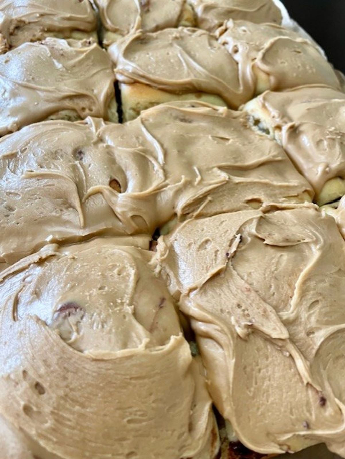 Chocolate sweet rolls with espresso icing